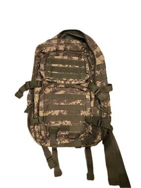 No Label Green Brown Camo XL Tactical Backpack